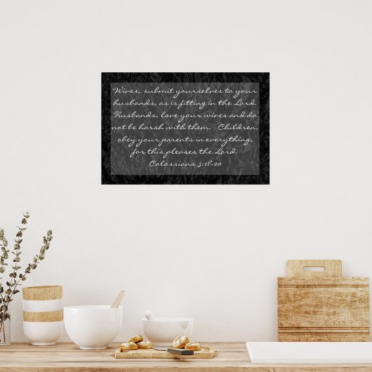 聖書のコロッシの家族についての詩3:18-20 ポスター (キッチン)
