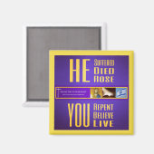 聖書のシンボルや象徴「彼は死んだ – あなたは生きる」磁石と マグネット (正面/裏面)