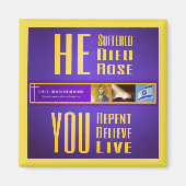 聖書のシンボルや象徴「彼は死んだ – あなたは生きる」磁石と マグネット (正面)