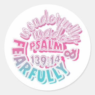 聖書のステッカー- Psalm 139:14 ラウンドシール
