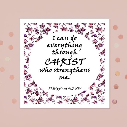 聖書のピリピアンスクエア詩 スタンダードカクテルナプキン