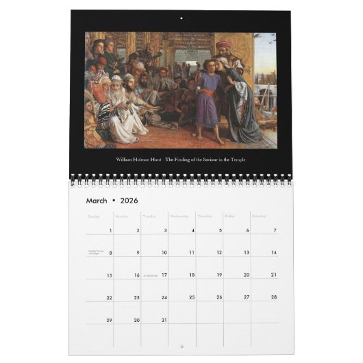聖書のファインアート月次アートワーク カレンダー (3月 2026)