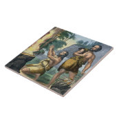 聖書のプリントからのカインそしてアベルの犠牲、 タイル (側面)