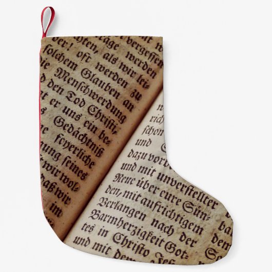 聖書のページ書のテクスチャ スモールクリスマスストッキング (正面)
