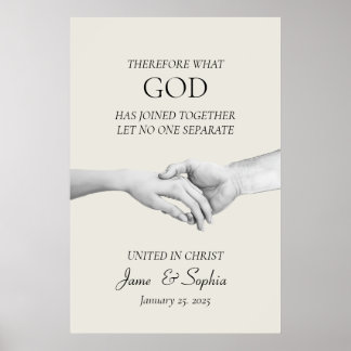聖書のマタイ19:6 -結婚キリスト教の信仰 ポスター