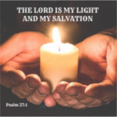 聖書のメッセージを持つ提灯キャンドルを持つ手 シール (正面)