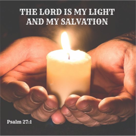 聖書のメッセージを持つ提灯キャンドルを持つ手 シール (正面)