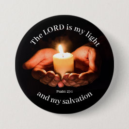 聖書のメッセージを持つ提灯キャンドルを持つ手 缶バッジ