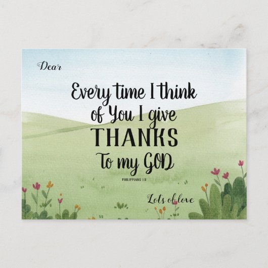 聖書のメッセージ入りグリーティング ポストカード 感謝 (正面)