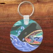 聖書のヨナとクジラの海シーン キーホルダー (正面)