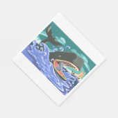 聖書のヨナとクジラの海シーン スタンダードランチョンナプキン (角)