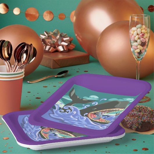 聖書のヨナとクジラの海シーン ペーパープレート