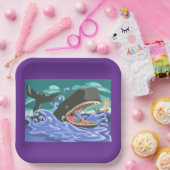 聖書のヨナとクジラの海シーン ペーパープレート (パーティー)