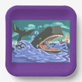 聖書のヨナとクジラの海シーン ペーパープレート (正面)