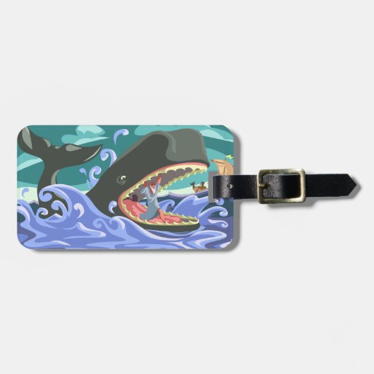 聖書のヨナとクジラの海シーン ラゲッジタグ (正面横)