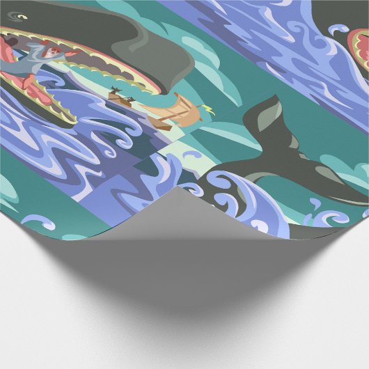 聖書のヨナとクジラの海シーン ラッピングペーパー