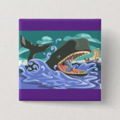 聖書のヨナとクジラの海シーン 缶バッジ (正面)