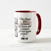 聖書のヨハネ1:16 Grace on Grace Mug マグカップ (正面右)