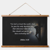 聖書のヨハネ3:16 & Matthew 28:6 吊り下げ型タペストリー (正面)
