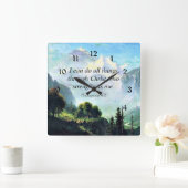 聖書の一節フィル4:13私は全ての事を… スクエア壁時計 (ホーム)