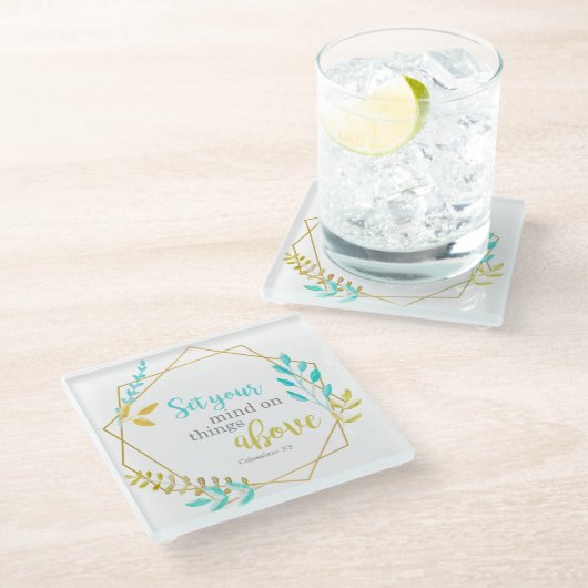 聖書の一節信仰よりも物事を重視 ガラスコースター (アングル)