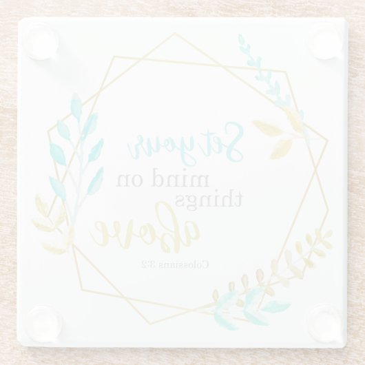 聖書の一節信仰よりも物事を重視 ガラスコースター (裏面)