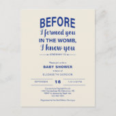 聖書の一節 ベビーシャワー 私があなたを形作る前 子宮 ポストカード (正面)