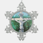 聖書の一節 十字架  季節の理由 スノーフレークピューターオーナメント (正面)