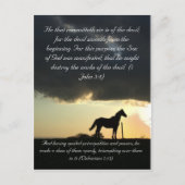 聖書の一節、夕日の美しい馬 ポストカード (正面)