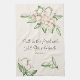 聖書の主の聖句エレガント植物学への信頼 キッチンタオル