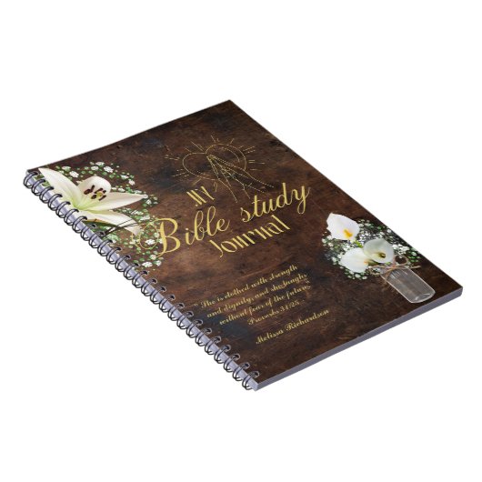 聖書の勉強パーソナライズされた名と信仰の聖句を追加 ノートブック (右側)