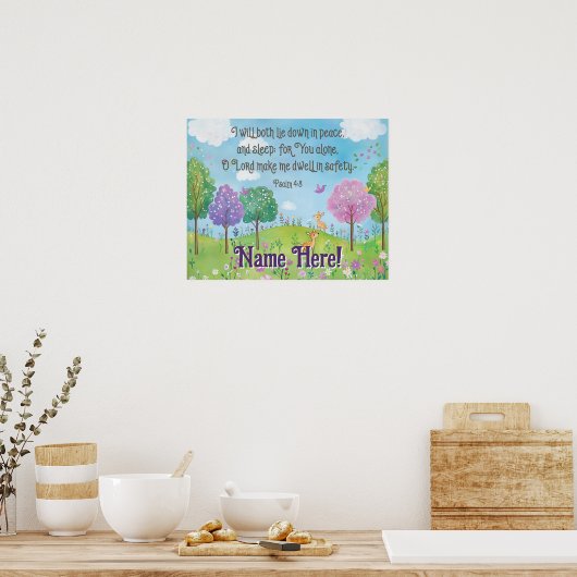 聖書の名言 赤ちゃん女の子の保育園 木の森のアート ポスター (キッチン)