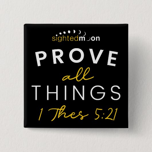 聖書の引用文すべての事を証明イエロータイポグラフィ 缶バッジ (正面)