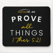 聖書の引用文すべての事を証明イエロー白黒 マウスパッド (正面)