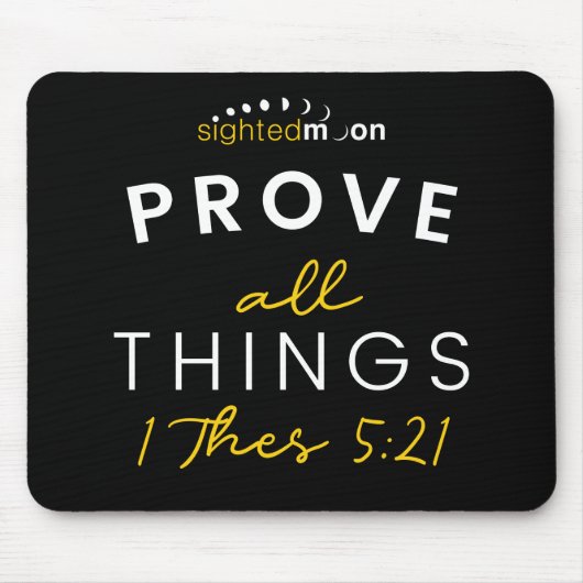 聖書の引用文すべての事を証明イエロー白黒 マウスパッド (正面)