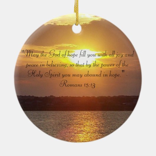 聖書の引用文のロマンの15:13のオーナメント セラミックオーナメント (裏面)