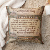 聖書の引用文チャリティーフローラピンクの花ヴィンテージ クッション (ブランケット)