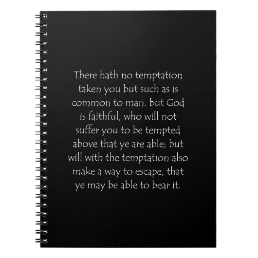 聖書の引用 1 コリント 10:13 ノートブック (正面)