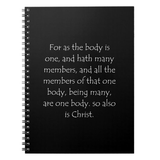 聖書の引用 1 コリント 12 12 ノートブック (正面)