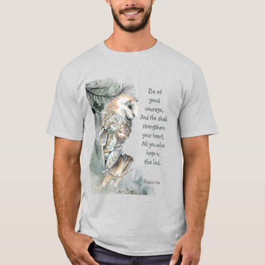 聖書の感動的聖なる書物、 経典フクロウ Tシャツ (正面)