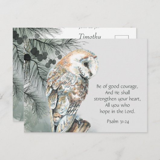 聖書の感動的聖なる書物、 経典フクロウCaを励ます ポストカード (正面/裏面)