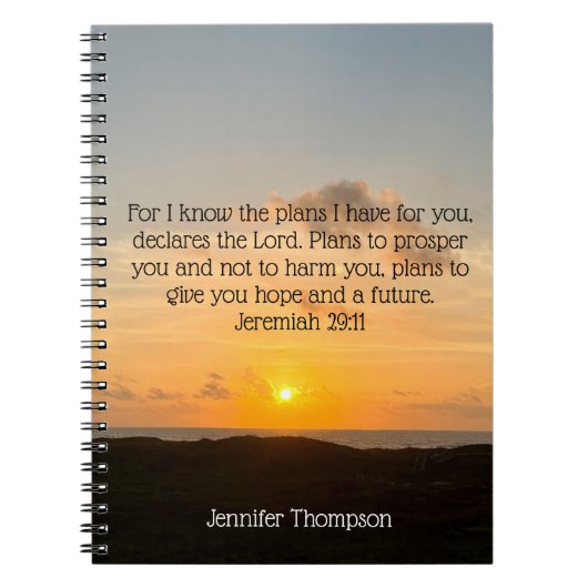 聖書の感動的聖句エレミヤ29:11日の出 ノートブック (正面)