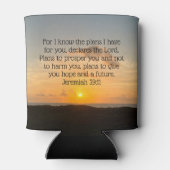 聖書の感動的聖句エレミヤ29:11日の出 缶クーラー (裏面)