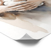 聖書の水彩画 - 新生児へのギフト、キリスト教の赤ちゃんアート ポスター (角)