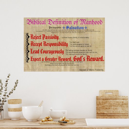 聖書の男らしさの定義。 ポスター (キッチン)