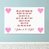 聖書の第1節ヨハネ4:16 (KJV)バレンタインデー キャンバスプリント (インサイチュ (ウッドフロア))