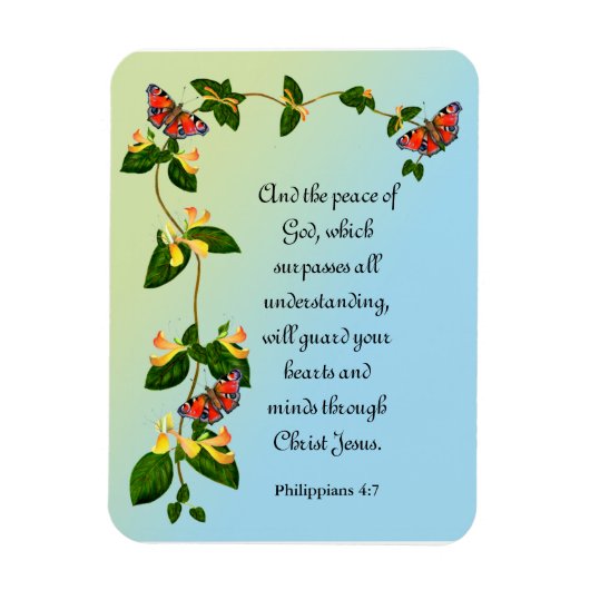 聖書の節を超えた神の平和 マグネット (縦)