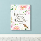 聖書の節「彼の目はスズメのアートワークに向いている キャンバスプリント (インサイチュ (ウッドフロア))