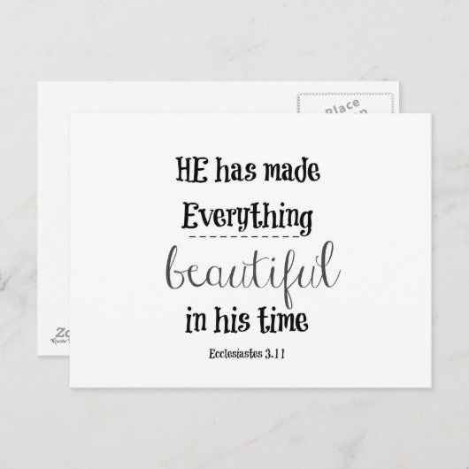 聖書の節：彼は全てを美しくした ポストカード (正面/裏面)