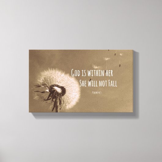 聖書の節:神は彼女の内にあり、彼女は秋しない キャンバスプリント (正面)